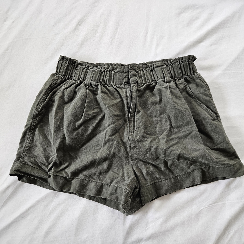 Goodthreads Olive Green High-Rise Paperbag Shorts